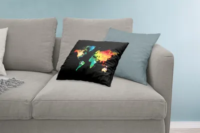 Produktbild von MuchoWow® Zierkissen Sofakissen Wohnzimmer Dekokissen 60x40 cm Weltkarte - Wasserfarben - Kopfkissen - Polster mit Foto