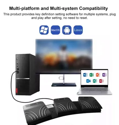 Zdjęcie produktu dla Uniwersalny przełącznik nożny USB – pedał sterujący dostosowany do klawiatury komputerowej, przeznaczony do urządzeń medycznych, instrumentów i komputerów biurowych. Programowalny pedał nożny z możliwością dostosowania funkcji, antypoślizgowa konstrukcja, kompatybilny z wieloma systemami