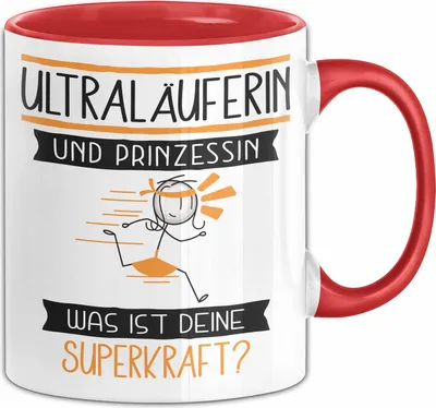 Produktbild von Ultraläuferin Und Prinzessin Tasse Geschenk Für Eine Ultraläuferin Geburtstag Was Ist Deine Superkraft (Rot)