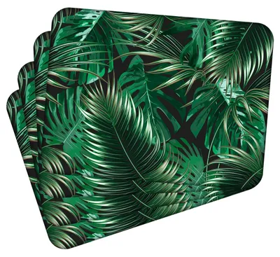 Produktbild von MG Design Set aus 4 Kork-Platzsets - Tropical Leaves 3 - 30 x 40 cm - hitzebeständig & abwischbar, mit Korkrückseite