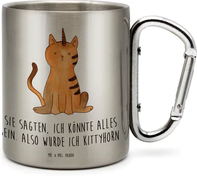 Produktbild von Mr. & Mrs. Panda Thermobecher Einhorn Katze - Transparent - Geschenk, Regenbogen, Becher Aus Edelstahl, Unicorn, Edelstahl-Thermobecher, Glitzer, Mieze, Edelstahlbecher