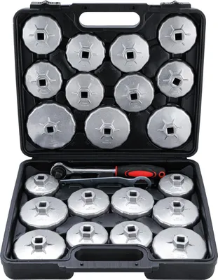 Produktbild von KRAFTMANN 1035 Ölfilterkappen-Satz aus Aluminium-Druckguss, 23-tlg.