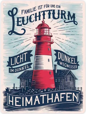 Produktbild von Familie ist für uns ein Leuchtturm Metallschild in 15x20 cm