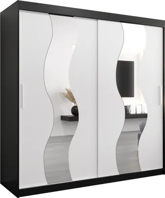 Produktbild von Kleiderschrank, Schiebetürenschrank Schlafzimmer, Schrank mit Spiegel SEWILLA 200 cm