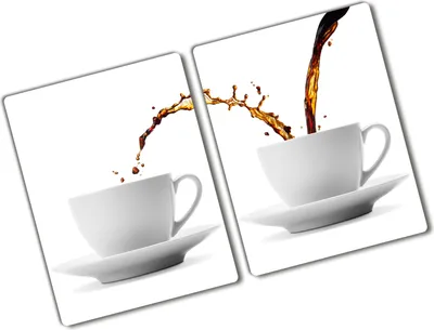 Produktbild von Tulup Glas Herdabdeckplatte - 2x40x52 cm - Glaskeramikkochfeld-Abdeckung Spritzschutz Glasabdeckplatte Kochplattenabdeckung und Schneidebrett - Zweiteilig - Essen & Getränke - Kaffee - Braun