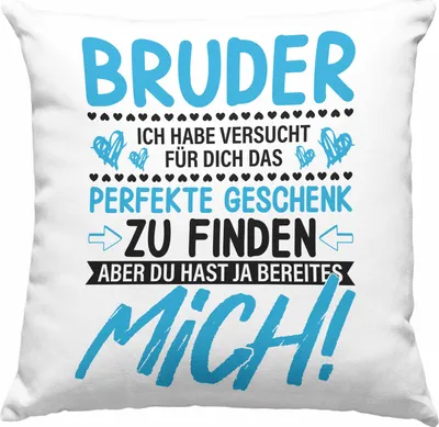 Produktbild von Trendation - Geschenk für Bruder Deko-Kissen mit Füllung 40x40 Geschenkidee von Schwester Lustiger Spruch Geburtstag Bruder (Grün)