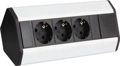 Produktbild von DesignLight CORNERBOX Aluminium SchuKo 3-fach / Ecksteckdose / Mehrfachsteckdose