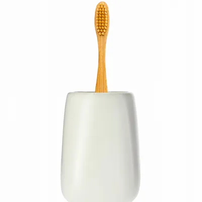 Obrázek produktu pro KADAX keramický kelímek do koupelny "Palmi", držák na zubní kartáček, zubní pasta, bílý, 1 kus