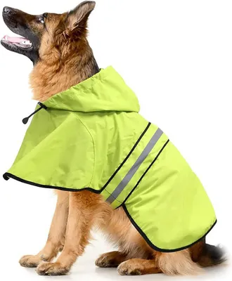 Produktbild von Hunde Regenmantel, verstellbare wasserdichte Regenjacke mit Kapuze, für Brustumfang 19–32 ", Größe 22,5×20 ", Grün
