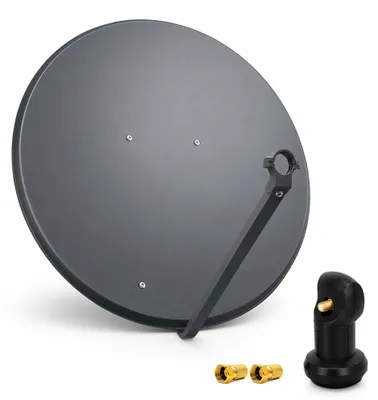 Produktbild von PremiumX SAT Anlage 100cm Antenne Stahl Anthrazit Single LNB 2x F-Stecker