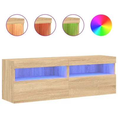 Obrázek produktu pro TV nástěnné skříňky s LED osvětlením 2 ks Sonoma dub 60x30x40cm