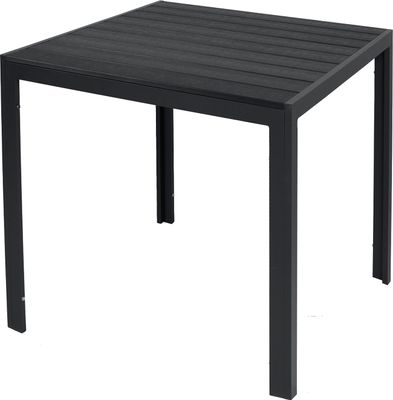 Holzimitat Gartentisch Outdoortisch Esstisch Aluminium schwarz 80x80cm
