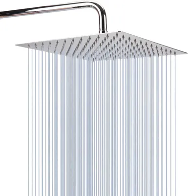 Produktbild von Regenduschkopf, quadratischer Regenduschkopf aus Edelstahl mit hohem Durchfluss, Wasserfall-Badewannen-Duschkörperabdeckung, Decken- oder Wandmontage (25cm Chromoberfläche)