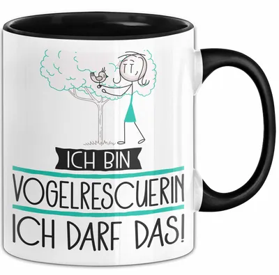 Produktbild von Geschenk für Vogelrescuerin Tasse Lustige Geschenkidee Geburtstag Ich Bin Vogelrescuerin Ich Darf Das (Schwarz)