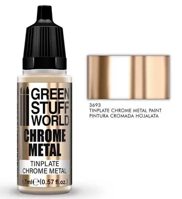 Produktbild von Green Stuff World GSW3693 – Chrom-Metallic-Farbe – Weißblechfarbe 17 ml – Neu