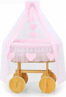 Image de LIT POUR BÉBÉ MY SWEET BABY Fibre Naturelle Rose avec Baldaquin et Matelas PREMIUM
