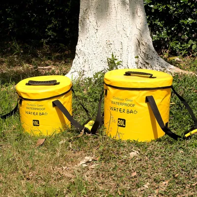Image de Seau pliable, seau pliable pour le camping, le jardin, le lavage de voiture, les fêtes en plein air, seau avec couvercle comme seau à eau, évier, pêche, seau, lavabo, récipient pliable