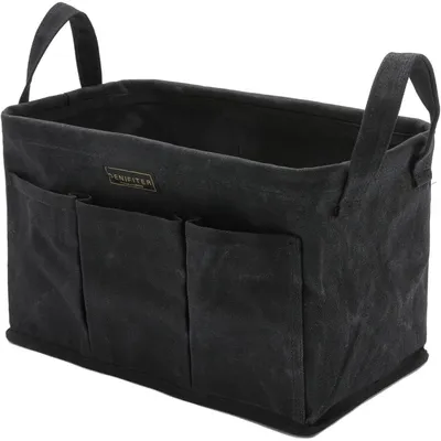 Productafbeelding van Opvouwbare gereedschapskoffer van gewaxt zeildoek, 35x20x20 cm, zwart