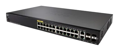Obrázek produktu pro Cisco SF350-24MP, Řízený, L2/L3, Fast Ethernet (10/100), Podpora napájení po Ethernetu (PoE), Instalace do racku
