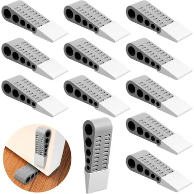 Produktbild von 12 Stück Türkeile, Türstopper Keil für alle Böden, Türkeil Stapelbar Hochleistungs, Gummikeil, Türkeile Rutschfest Gummi Schädigt den Boden Nicht