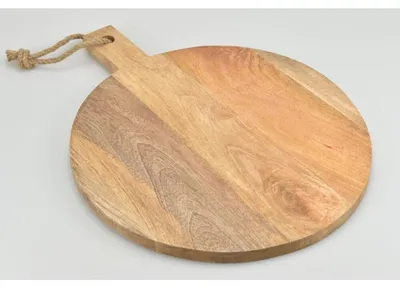 Image de BURI Planche de service Plateau rond en bois Poignée Découper Cuisines Cuisiner Repas