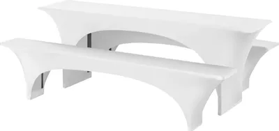 Produktbild von Bierbankgarnitur Hussen Set 3-tlg Stretch, Weiß, 70 cm Tischbreite