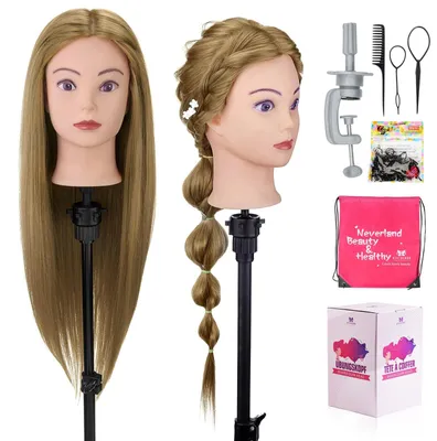 Image de Neverland Beauty : Tête d'entraînement pour coiffure, 28 pouces, avec 60 % de cheveux naturels