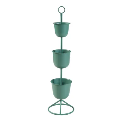 Produktbild von Blumenständer 'Alphen' 3 Töpfe 110x28cm Metall Grün