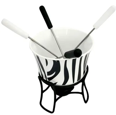 Produktbild von Schokoladenfondue-Set, schwarz-weiß.