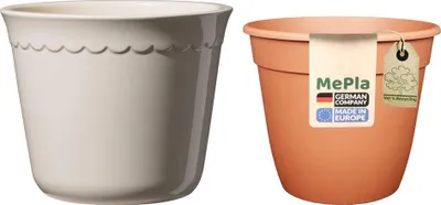 Produktbild von MePla - Set - Übertopf Bergen ø14 - Creme + Pflanztopf ø12