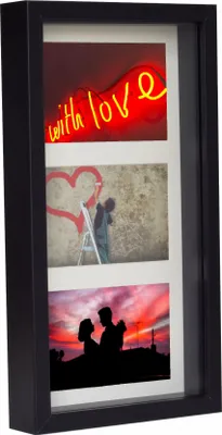Produktbild von Bilderrahmen für 3 Fotos 10x15 cm, 3D-Galerie-Schattenbox 18x35 cm, schwarz