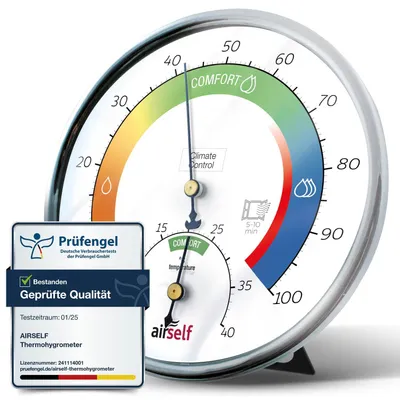 Produktbild von Analoge Thermo-Hygrometer, Raumtemperatur und Luftfeuchtigkeitsmesser, für Innen, Komfortzonenanzeige