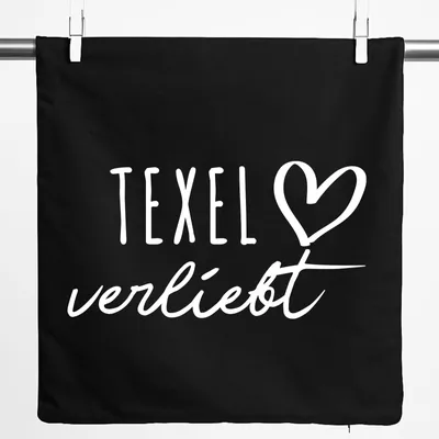 Produktbild von Huuraa Kissenbezug Texel verliebt 40x40cm Black Baumwolle Dekokissenbezug Geschenkidee