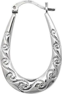 Produktbild von Atemberaubende 925 Sterling Silber Damen - Paar Creolen - 32mm*21mm; TRS22603