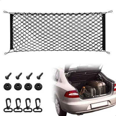 Zdjęcie produktu dla Torba transportowa do samochodu i kampera, siatka bagażowa do bagażnika, 110 x 40 cm, podwójna elastyczna siatka bagażowa