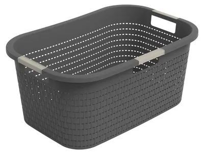 Produktbild von Rotho Wäschekorb 40L Country - Wäschesammler groß - Wäsche Korb 59 x 39 x 25,2 cm - Wäschebox aus Kunststoff - Aufbewahrungskorb Wäschebehälter