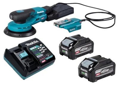 Obrázek produktu pro Makita BO 004 CGU201 akumulátorová excentrická bruska 40 V max., 150 mm, zdvih 3,0 mm, bezkartáčový motor + 2x akumulátor 4,0 Ah + nabíječka