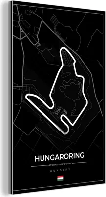 Obrázok produktu pre Nástenná dekorácia Kovový kovový obraz Wall Art 20x30cm F1 - Maďarsko - auto - pretekárska trať - Hungaroring - čierna Muchowow Hliníkové obrazy