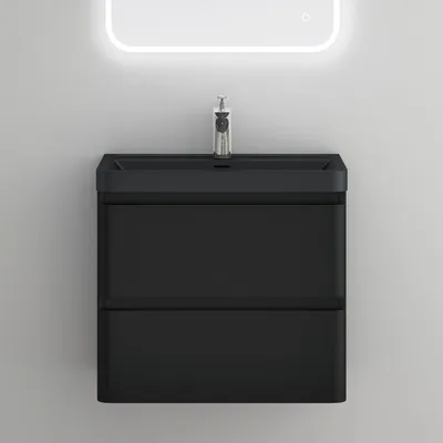 Produktbild von Mai & Mai Badmöbel-Set Waschbeckenunterschrank 60x42x55cm in Matt Schwarz mit Softclose Schubladen inkl. Mineralguss Waschbecken Lucca
