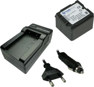 Produktbild von Trade-Shop Set: Kamera Li-Ion Akku 7,4V 950mAh + Ladegerät kompatibel mit Panasonic NV-GS50K0 NV-S400 NV-GS200 NV-GS120 NV-GS55 NV-GS100 NV-GS70