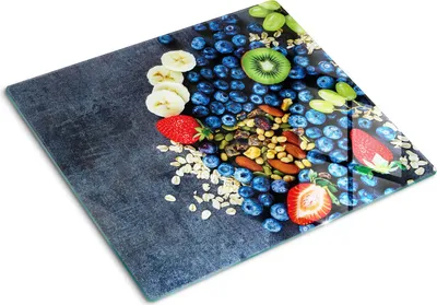 Obrázok produktu pre Sklenená ochranná doska – Kryt varnej dosky – Kryt na indukčnú dosku – 60x52 cm – Rýchle čistenie – Tvrdené sklo – Ovocie Bobule