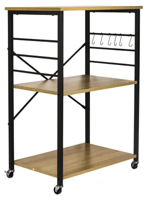 Obrázok produktu pre Kuchynský vozík s 3 policami a kolieskami - 60x40x89 cm