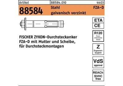 Produktbild von Durchsteckanker R 88584 ZYKON FZA-D 22x125 M16D/25 Stahl galvanisch verzinkt