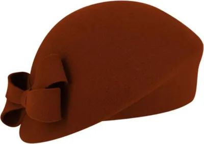 Fiebig schicker asymmetrischer Pillbox-Filzhut mit Schleife in braun