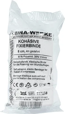 Produktbild von Kohäsive Elastische Selbsthaftende Luftdurchlässige Weiße Fixierbinde 4m x 8cm
