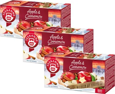 Produktbild von Teekanne Wintertee Apfel Zimt 3x 20 Teebeutel - Winter Früchtetee Gewürzen Tee