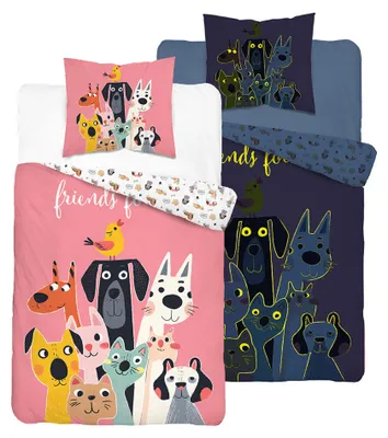 Produktbild von Bettwäsche, Baumwollbettwäsche für Kinder, im Dunkeln leuchtend 140x200 5984a Tiere