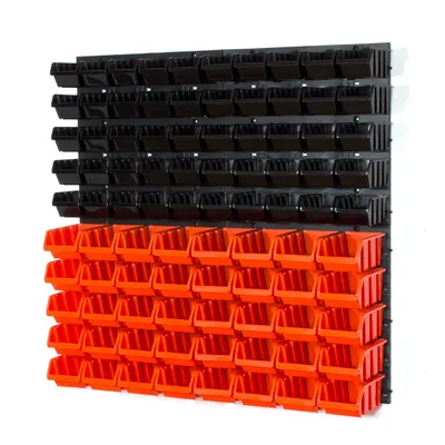 Image de 90 bacs gerbables avec étagère murale 80 x 80 cm | étagère murale de stockage