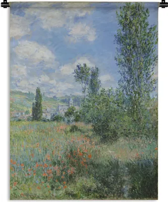 Produktbild von MuchoWow® Wandteppich Wandbehang Ansicht von Vétheuil - Gemälde von Claude Monet 150x200 cm Tapisserie Dekoration Wandtuch - Wandaufhängung - Moderner