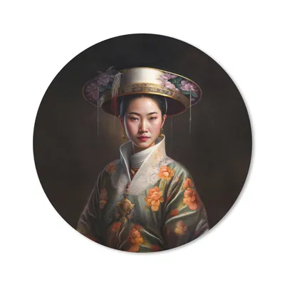 Produktbild von MuchoWow® Mauspad Mousepad Frauen - Asiatisch - Blumen - Porträt 20x20 cm - Mousepads - Maus Mat - Pad - Mausunterlage - Schreibtischmatte